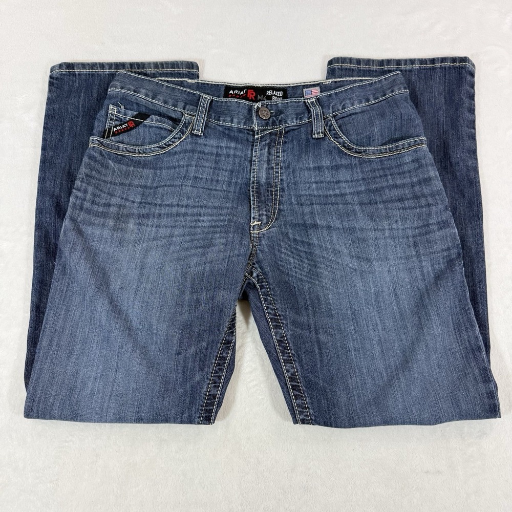 ARIAT M4 FR Flame Resistant Work Jeans Men's 34X31 Relaxed Boot CAT 2 Blue - Picture 4 of 14